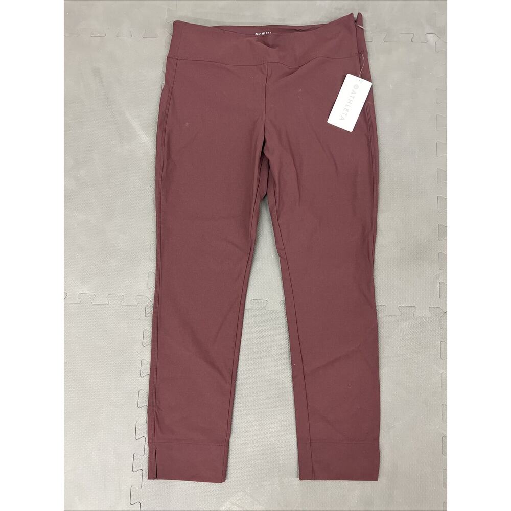 NWT Athleta Wander Slim Ankle Pants Women's 14 Burgundy Trek Tech Flex FS Chrty